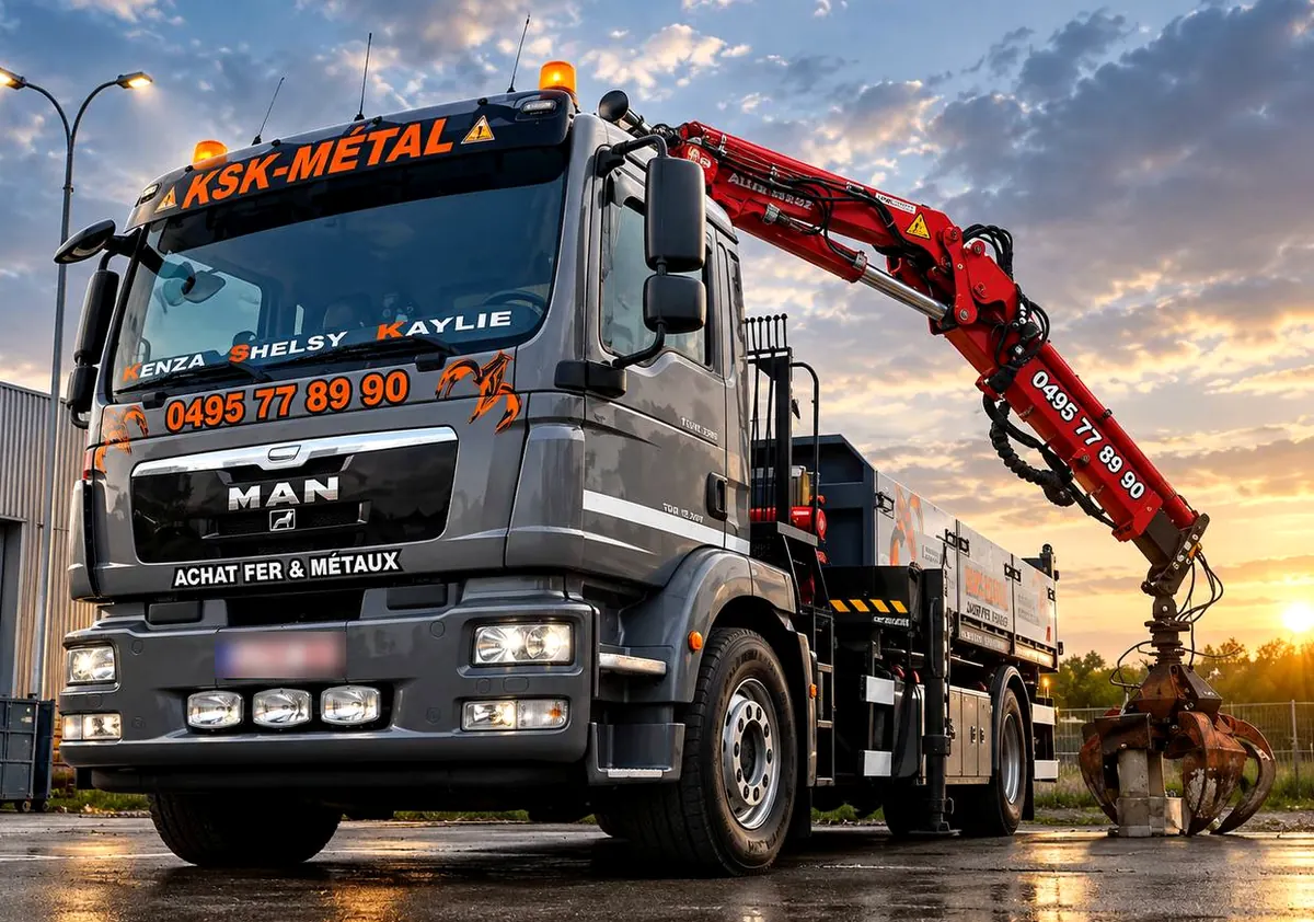 Le camion-grue et son grappin